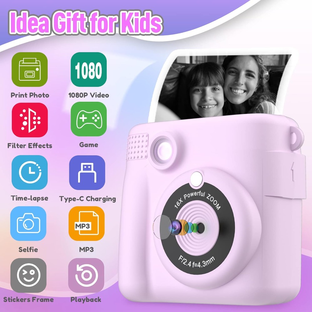 Instant Print Camera for Kids, - đánh giá và giá Toys For Kids Video