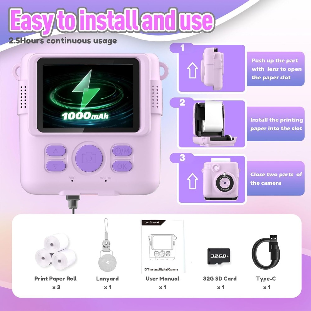 Instant Print Camera for Kids, - đánh giá và giá Toys For Kids Video